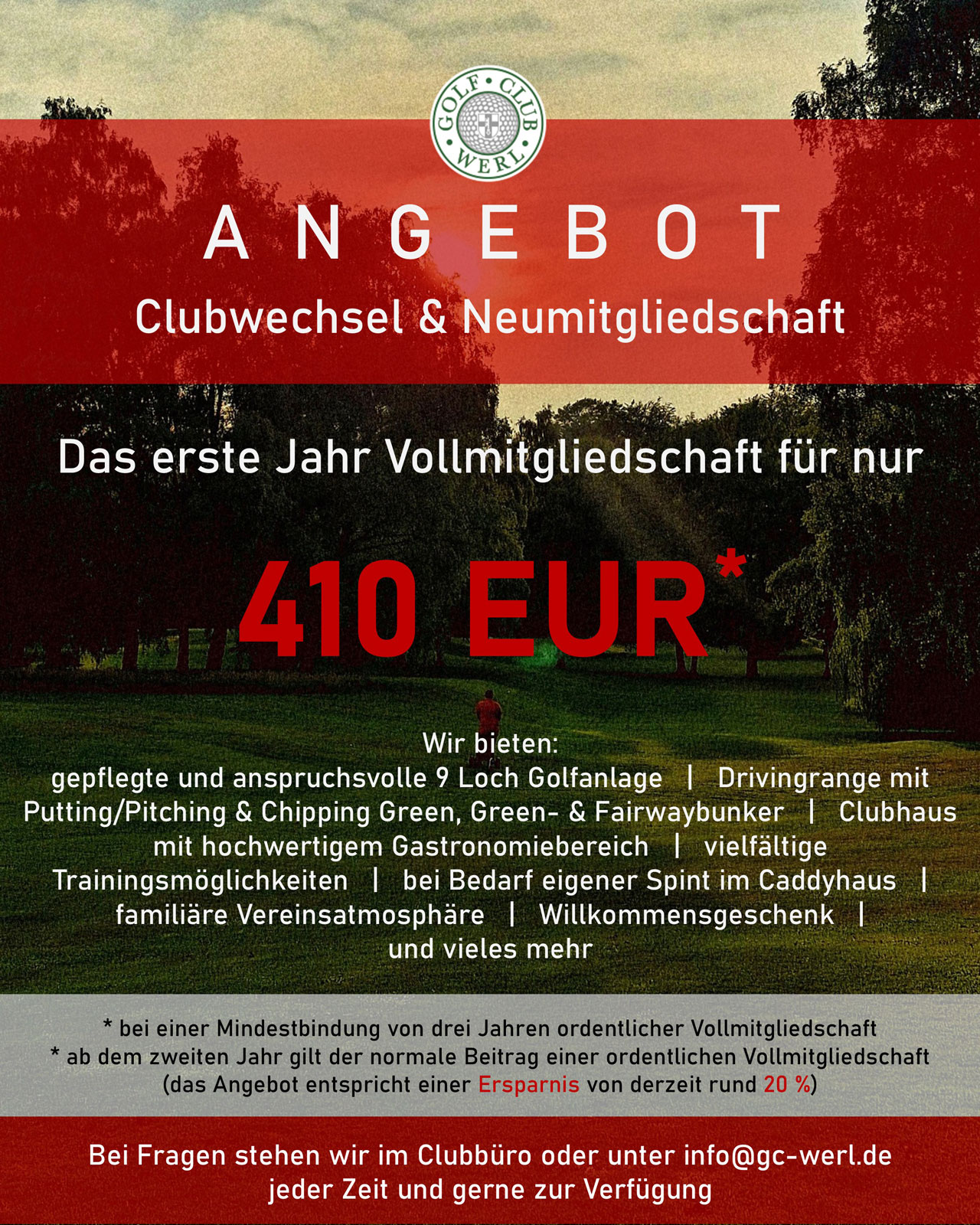 Angebot-Clubwechsel-und-Neumitgliedschaft Golfclub Mitgliedschaft ab 410 Euro